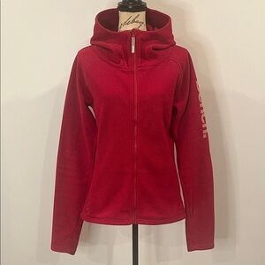 BENCH zip front textured fleece funnel neck hooded jacket L